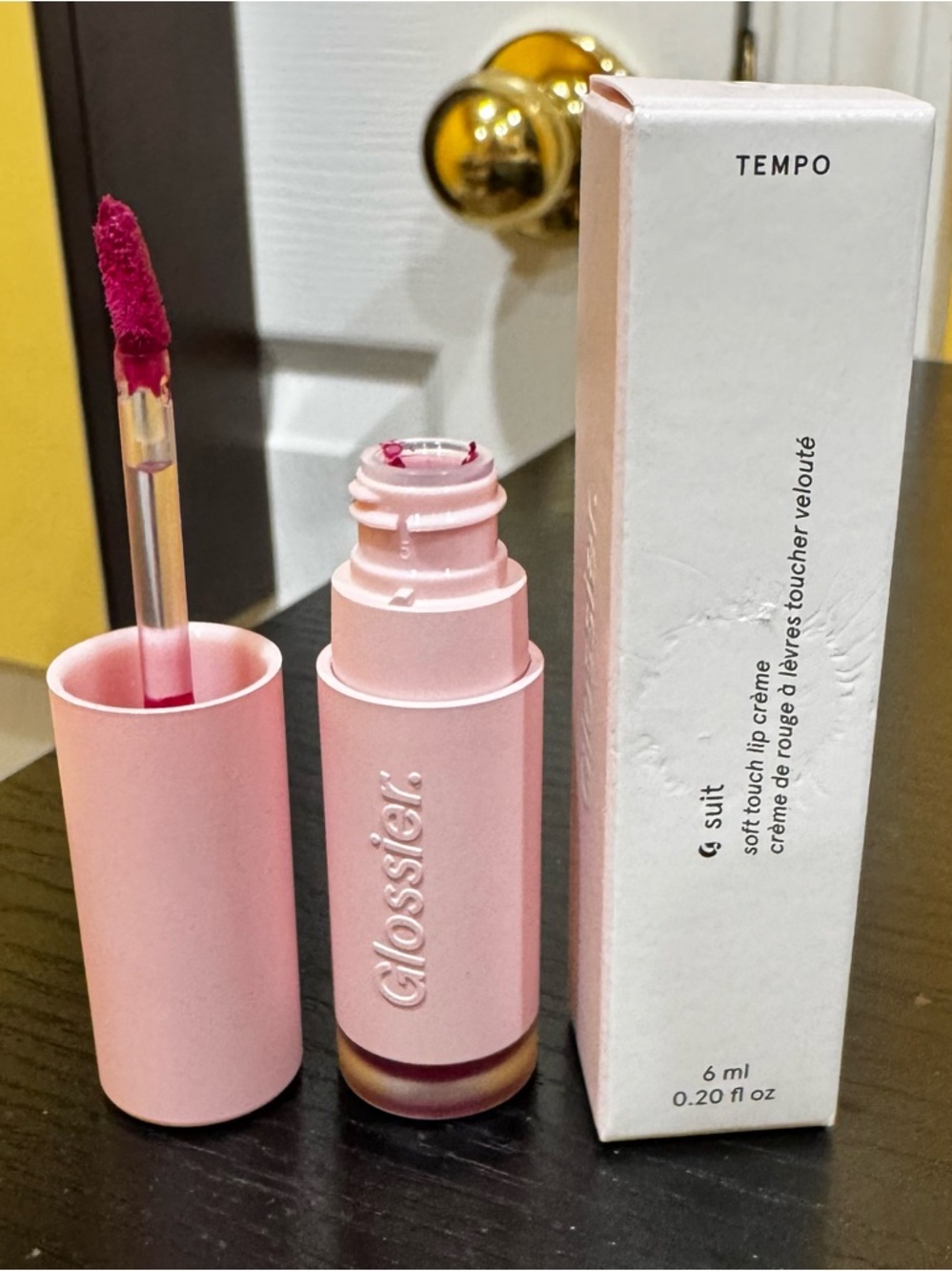 Glossier Stretch Liquid Matte Lipstick in Tempo - Bright Pink - shade TEMPO